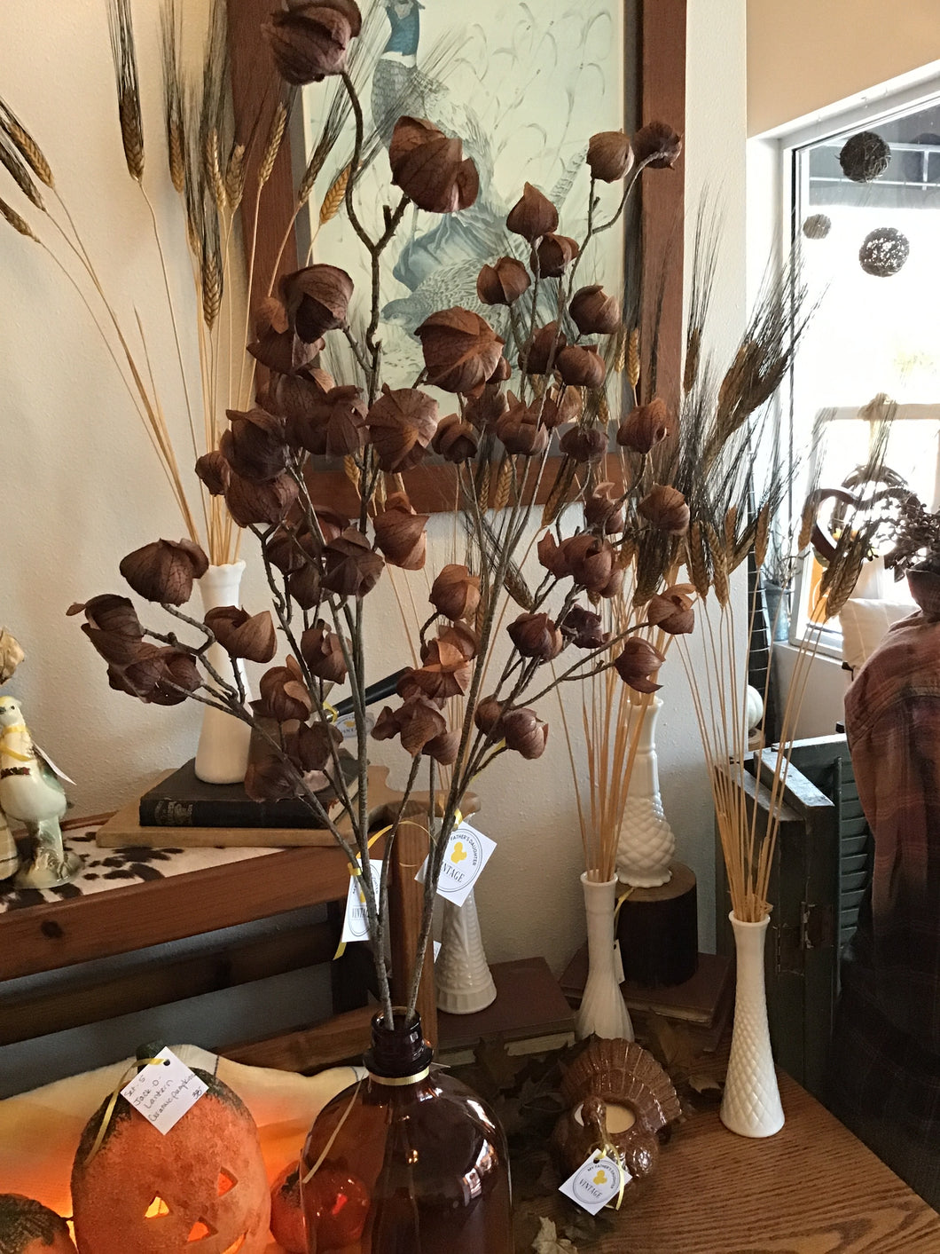 Brown faux floral pod stem